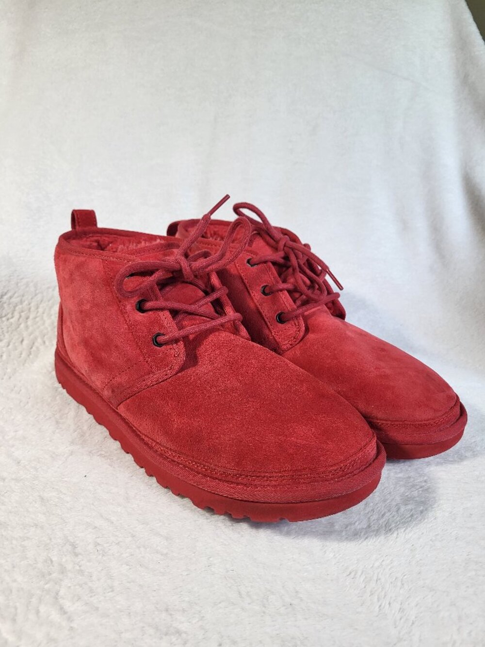 UGG NEUMEL Mid Top Casual Snow Boots Suede Red Fur Men's 11
